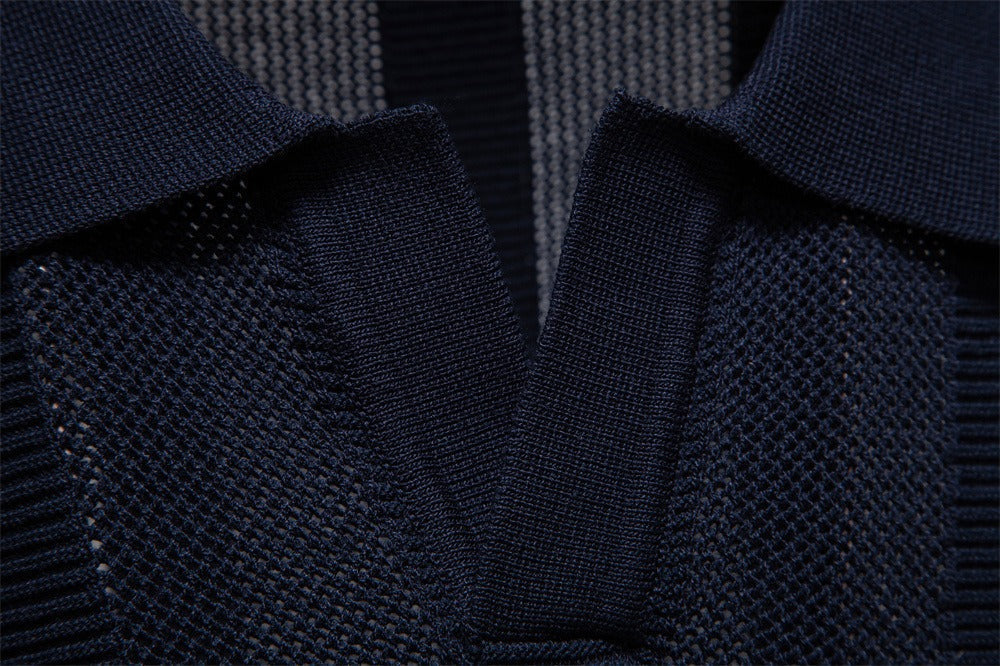 Men’s Ribbed Knit Polo Shirt