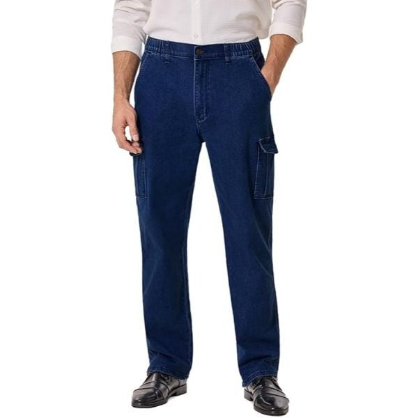 Men’s Elastic Waist Cargo Jeans for Seniors
