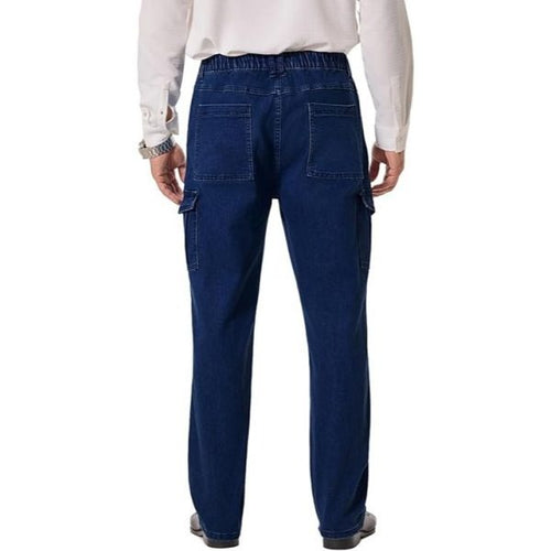 Men’s Elastic Waist Cargo Jeans for Seniors