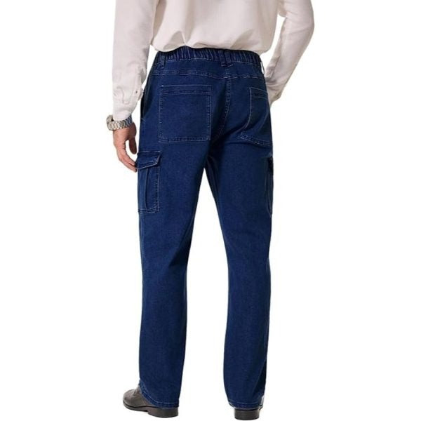 Men’s Elastic Waist Cargo Jeans for Seniors