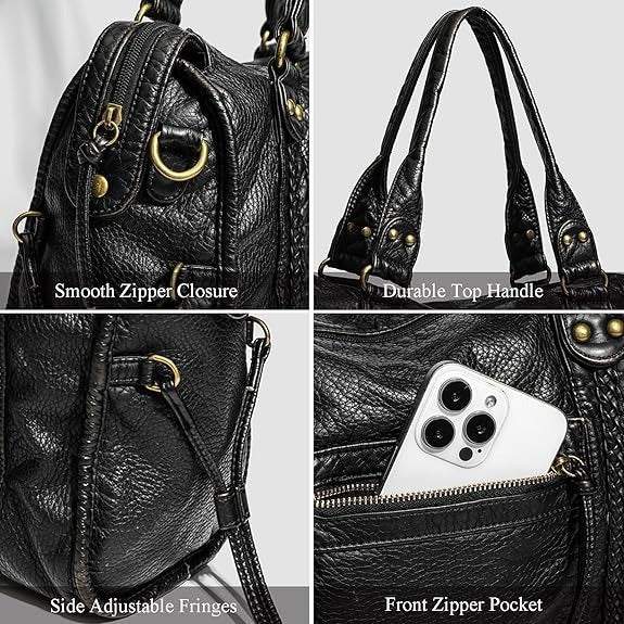 Soft Leather Tote Bag – Hobo Style with Crossbody Strap